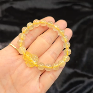 Q2335 Vòng hạt Thạch Anh Tóc Vàng mix hồ ly Thạch Anh Tóc Vàng Thổ và Kim - Phong Thuỷ TUDO P