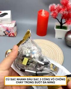 Củ sạc nhanh 3 cổng củ sạc điện thoại TRONG SUỐT 3 cổng ra tiện lợi