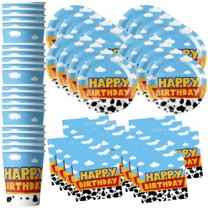 Hasbro | 60Pcs Toy Story Birthday Party Supplies Set Includes Paper Plates Cups Napkins Tableware for 20 Guests Decorations