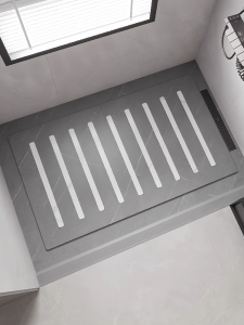 กระเบื้องหินกันลื่นสำหรับห้องน้ำ กระเบื้องชั้นดินน้ำตกแบบซีดิ้นสำหรับห้องน้ำแบบโมเดิร์นระดับความชื้นสูง ฟรีสติกเกอร์ แผ่นรองน้ำฝน