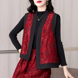 New Chinese Style Vest Top Womens Autumn Fashion Retro Sleeveless Casual Outerwear Moms Shirt Plant Floral Patterned