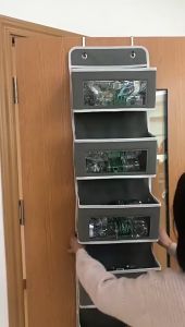 5 Layer Wall Closet Hanging Storage Bag Space Organizer Rack Wall Storage Bag Pouches Wall Mount Closet Holder Folding Shelf Pocket Foldable Socks Toys Storage Hanging Bag Clothes Organizer for Bedroom Bathroom Storeroom Dorm