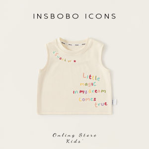 insbobo | Áo Măng Tô In Chữ Cổ Tròn Không Tay Cho Bé Mùa Hè