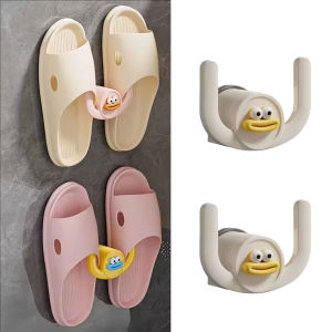 YESPERY 1/2Pcs Fun Slipper Hooks U-shape Bathroom Wall Mounted Punch-Free Slipper Racks Self-Adhesive Storage Rack for Slipper Shoes Hanger Holder