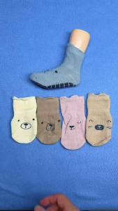 Cute Animal Non-Slip Socks for Baby kid Full Silicone Granule Sole Breathable Cotton