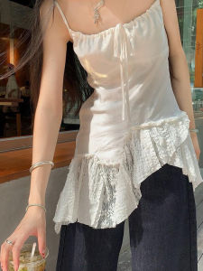 French Sweet And Spicy Design Uneven Strap Short Skirt Butterfly Knot Splicing Mini Skirt for Plump Women Summer New Style