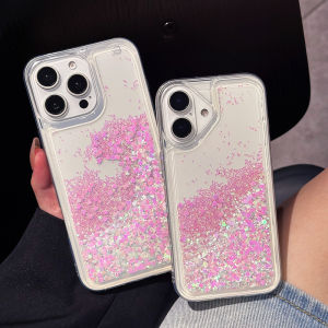  Simple White Sand Glitter Phone Case for  17 16Pro 15Plus 14Pro Womens Style Full Cover Transparent Anti-Fall Protection Soft Silicone