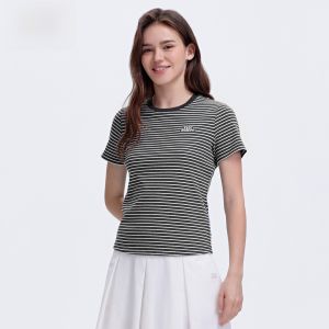 ELLE Active | Elle Active Nautical Style Womens Striped Short Sleeve T-shirt Slimming Casual Cotton Blend Summer Top Miu Trend Classic