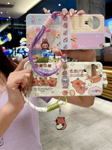 Cute Lazy Kitty Phone-case Compatible with Xiaomi Mixflip2 Huawei Purax Honor Magicvflip2 Foldable Screen Zenitelife Womens 6 Full Coverage Middle Axis Lanyard