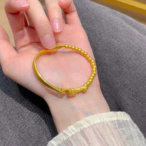 Chinese Style Ancient Ruyi Half Bracelet Bracelet Womens Yellow Gold Woven Bracelet 999 Bracelet Light Luxury Minority Exquisite