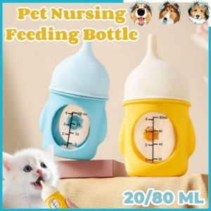 20ML Kitten Nipple Bottle Bite Resistance Silicone Kitten Feeding Bottle with Scale Anti Choking Puppy Milk Feeder