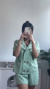 [Basica Moda] 5815 Setelan Blazer Kancing Celana Wanita 2 in 1 Vivian Twistcone Import