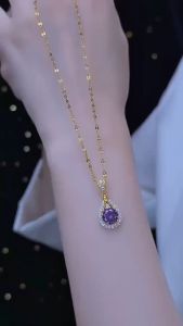 Ladamas Kalung Titanium Dengan Liontin Permata Kristal Berikilau Fashion Korea KT28