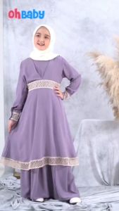 SABILA DRESS KIDS - Baju Gamis Anak Tanggung Usia 8-14 Bahan Crinkle Airflow Premium Mix Tileu Gaun Pesta Rok Korean Style Fashion Busana Muslim Lebaran Setelan Kekinian Atasan Wanita Terbaru Oneset Anak Perempuan Lucu Rok Span Panjang Ukuran S M L XL XXL
