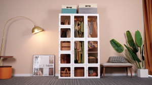 Habitate Wardrobe Clothes Cabinet Brown Transparent Door Easy Install Foldable Furniture 360L-890L Large Capacity Wardrobe for Home Clothes Dresses Shirts Storage#CD028