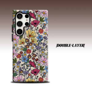 Vintage Mixed Wildflower Print For Samsung Galaxy S26 S25 S24 A56 A36 Dual Layer Luxury Fashion Full Lens Protective Case