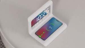 แท่นชาร์จไร้สายพร้อมนาฬิกาไร้สายแม่เหล็กชาร์จเร็ว Power Bank แบตเตอรี่สำรองพกพาได้สำหรับ iPhone Android Mabile ชาร์จเร็ว