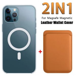LS | 2 In 1 For Magsafe Card Holder Leather Wallet Magnetic Case For iPhone 17 16 15 14 13 12 Mini Pro Max Plus 17Air 16E Shockproof