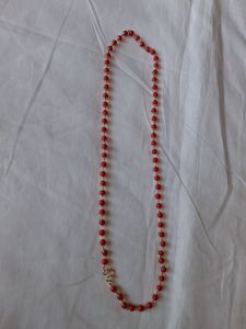 Indian Thali Chain with Red Beads - Classic Imitation Jewelry (Single Layer)
