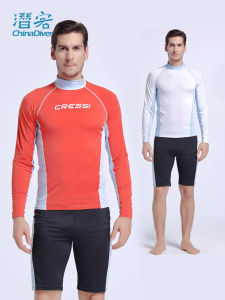 Cresi Long-Sleeved Swimsuit Mens Sun Protection High Elastic Jellyfish Quick-Drying Swimwear Diving Surfing Snorkeling UV Protection