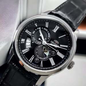 ĐỒNG HỒ NAM CHÍNH HÃNG Orient RA-AK0010B10B (AK0010B30B) Automatic Sun & Moon Gen 3 Black Dial & Leather Sapphire Men