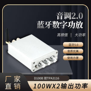 D100B HiFi Amplifier TPA3116 2.0 Double Core Bluetooth 5.0 Sound System Digital Tuning Home Audio HiFi Stage Power Amplifier