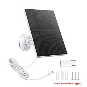 10W 5V Solar Panel Kit 2in1 Micro USB+Type-C Solar Panels Outdoor Solar Cells Chargerfor Security Camera/Small Home Light System