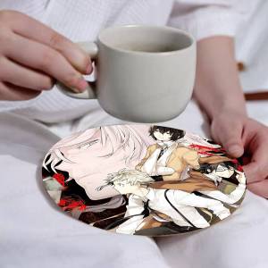 Superpower Battle B-Bungo Stray Dogs Anime Wood Coasters Colorful Round Coaster Non-slip Heat Insulation Coffee Mats Home