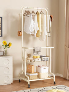 HAOMEIJIA | Portable Bedroom Clothes Rack Double Rod