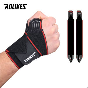 AOLIKES 1 Pair Wristband Elastic Bandage Wrist Support Gym Crossfit Powerlifting Compression Wrist Brace Support Strap Wraps