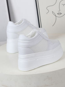 Spring 2025 High Heel Increased 12CM Mesh Breathable Casual Sports Shoes Thick Bottom Platform Slimming Leisure Sports Shoes