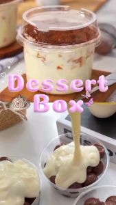 (ESQ)Korean Dessert Box Mango Chessecake Mika Round 250ml + Lid / RF-581