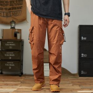 Outdoor Paratrooper Pants Spring Autumn Mens Loose Fit Straight Leg Workwear Trousers Hiking Pants Casual Fashion Jeans