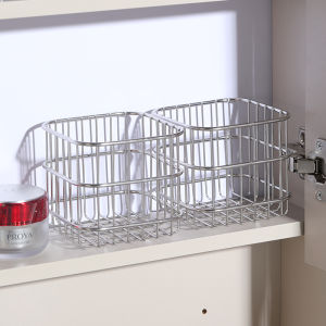 Square Desktop Storage Box 304 Stainless Steel Drain Basket Makeup Organizer Bathroom Vanity Mirror Cabinet Skincare