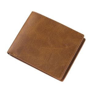 Retro Mens Wallet Multiple Pockets Classic Business PU Leather Zipper Credit Card Wallet Two -fold Horizontal Money Clip