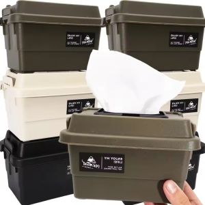 Outdoor Tissue Case Desktop Napkin Paper Storage Box Portable Camping Picnic Seasoning Bottle Organizer Sundries Bucket