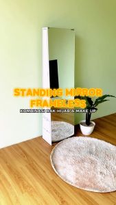 Kaca Standing Mirror HPL Rak Hijab Cermin Frameless - Standing Mirror Rak Hijab Laci Dua Rell Doubletrack- Standing Mirror Rak Hijab Minimalis Aestetic