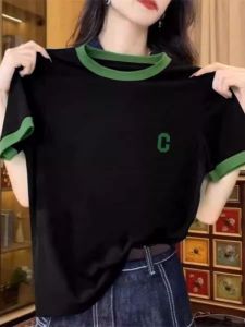 Color Block Loose And Slim Fit T-shirt Short Sleeve