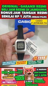 CASIO ORIGINAL - CASIO F-201WAM-7AVDF - Digital Youth - NEW - WOMEN - Rubber Band - Hitam Silver - Jam dunia JD18ST