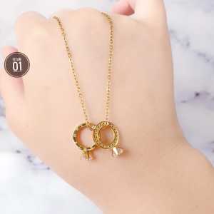 Kalung Rantai Liontin Cincin Permata Satu Gold CXB24012401