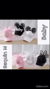 TOPI ANAK PEREMPUAN RIBBON PEARL SEQUIN