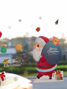 【COD】Santa Claus Elk Window Sticker Removable PVC Home Business Xmas Window Sticker Christmas Decor Creative Shop Glass Door Decorationliving Room Wall Decor Wallpaper Sticker for Bedroom Glass showcase
