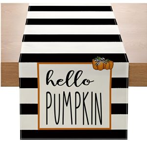 VIKAMA 2/4/6pcs Autumn Thanksgiving Table Runner Polkadot Pumpkin goblin Maple Leaf Table Flag Country Style Table Decoration