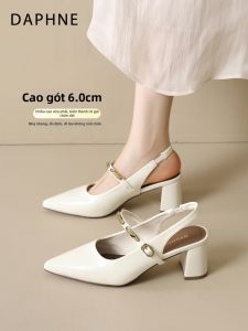 Daphne | Comfortable Pointed Mary Jane Sandals for Commuting Coarse Heels