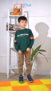 Lily And Clark Sweater Anak Laki-Laki Dengan Gaya yang Kece Warna Hijau Salur Orange ST12