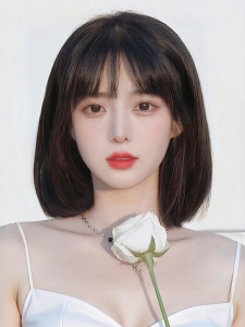 MENGSIQIAN | Short Real Human Hair Handmade Stylish Natural Full Wig