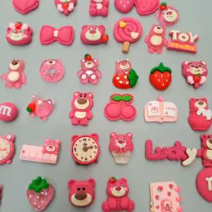 Jiibitz charm sticker đá hình gấu dâu hồng gấu lotso gắn trang trí dép sục - Nhà Cá Sấu Đà Nẵng