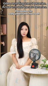 8 Inch Lithium Battery Fan with Ice Cooling Tech 698VF High-Capacity Rechargeable 270° Wide-Angle Airflow Pure Copper Motor Ultra-Quiet & Long-Lasting For Outdoor/Desktop Use