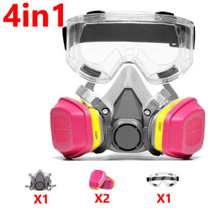 6200 Half Face Mask with Goggles Chemical Gas Filter for Spray Paint Organic Vapor Dust Safe Operation Respirator