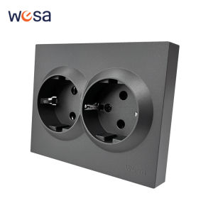 Grey Flame Retardant Classic Electrical Outlets Plugs Socket EU Standard With Ground Wall Embedded Power Sockets AC 250V Socket